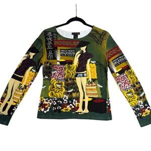 Vintage Custo Barcelona Y2K Graphic Art Print Top Womens Size 3 Rare Cotton